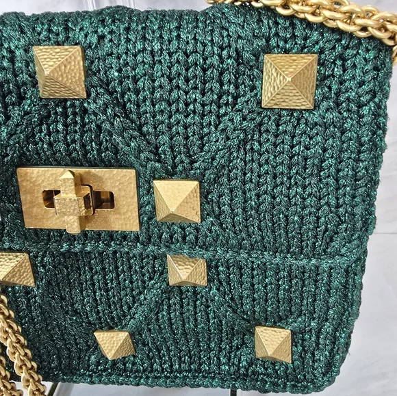 Valentino Garavani Green Handbag with Gold Accents - Picture 2 of 12